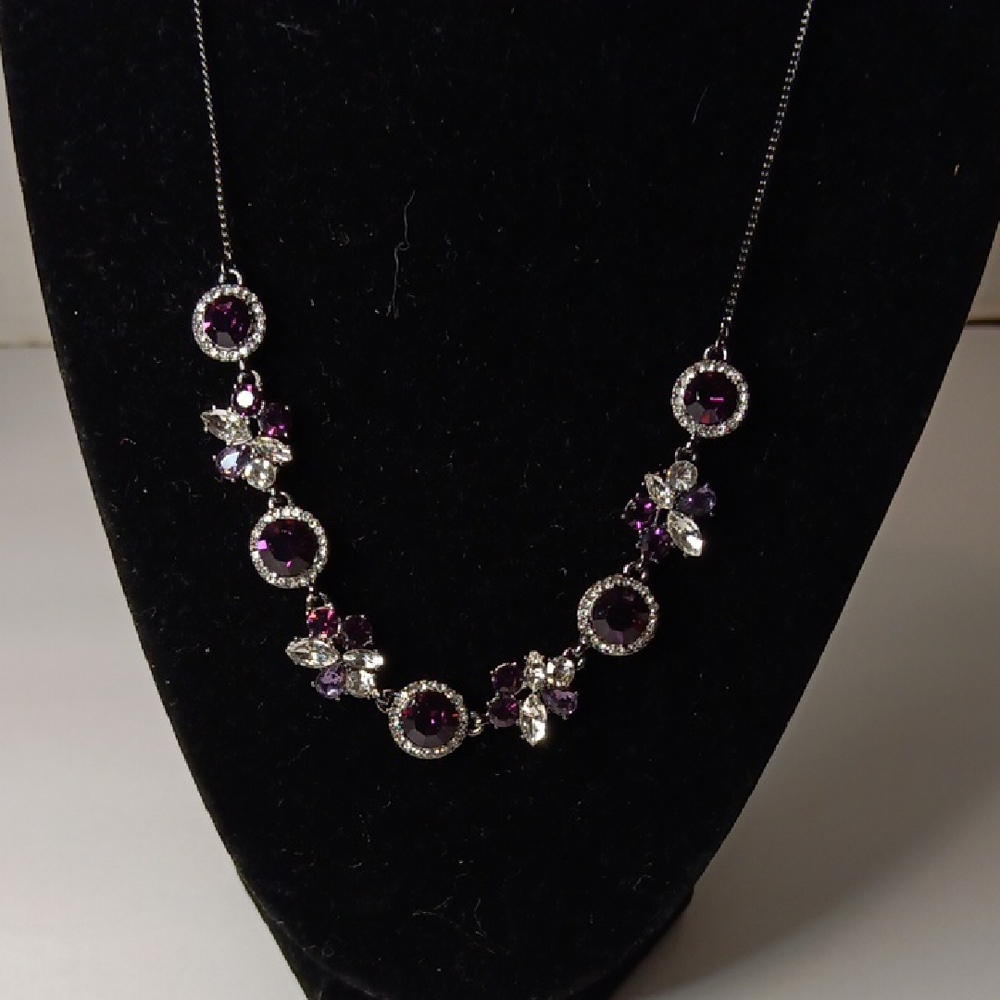 Givenchy Purple and Silver Gem Necklace